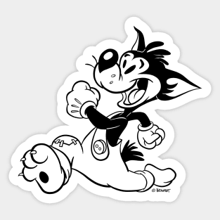 Runaway Fox Retro 30s Cartoon Rubber Hose Style Sticker